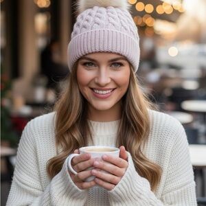 Copper Key Blush Cable Knit Beanie